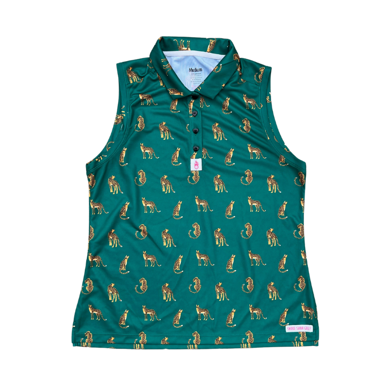 Emerald Cheetah Sleeveless Polo