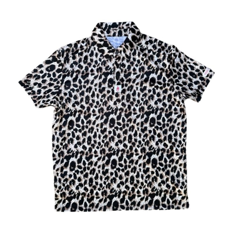Youth cheeetah print short-sleeve shirt polo on a white background