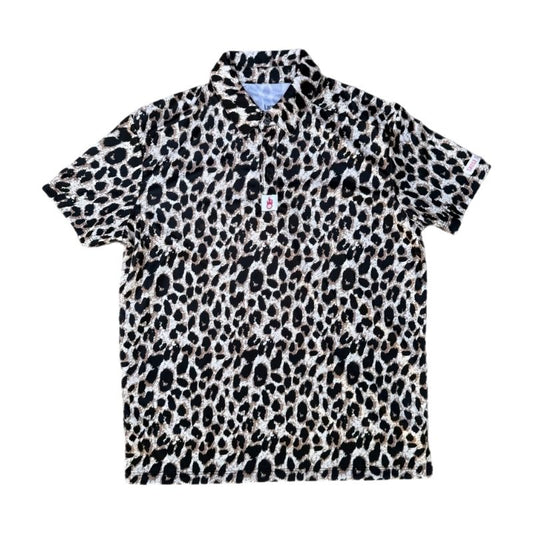 Youth cheeetah print short-sleeve shirt polo on a white background